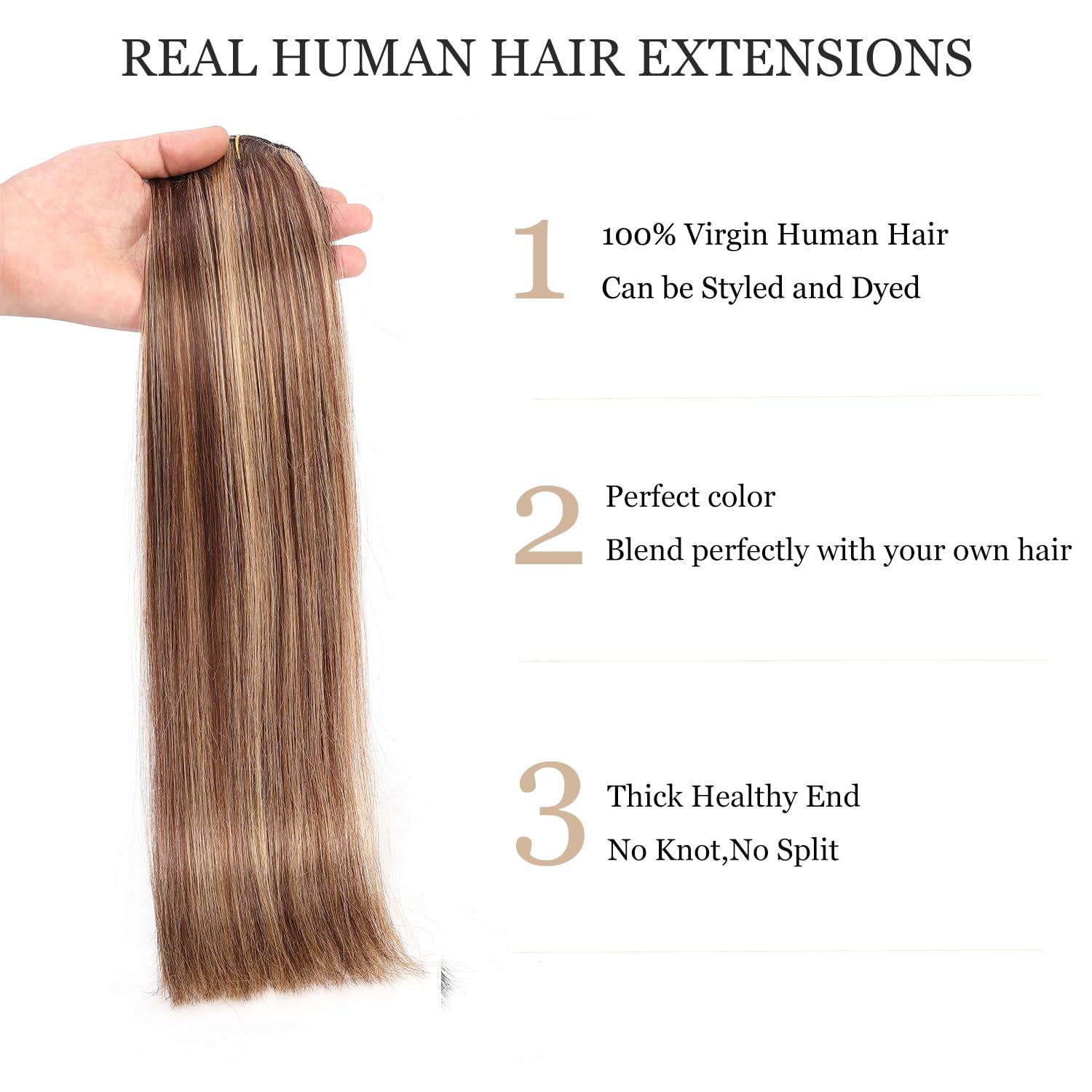 Clip in Human Hair Extensions 14inch - 8pcs 120g Real Human Hair Extensions Straight with 4/27 Balayage (Strawberry Blonde to Medium Brown) - Perfect for Daily Styling, Volume Boost & Special Occasions