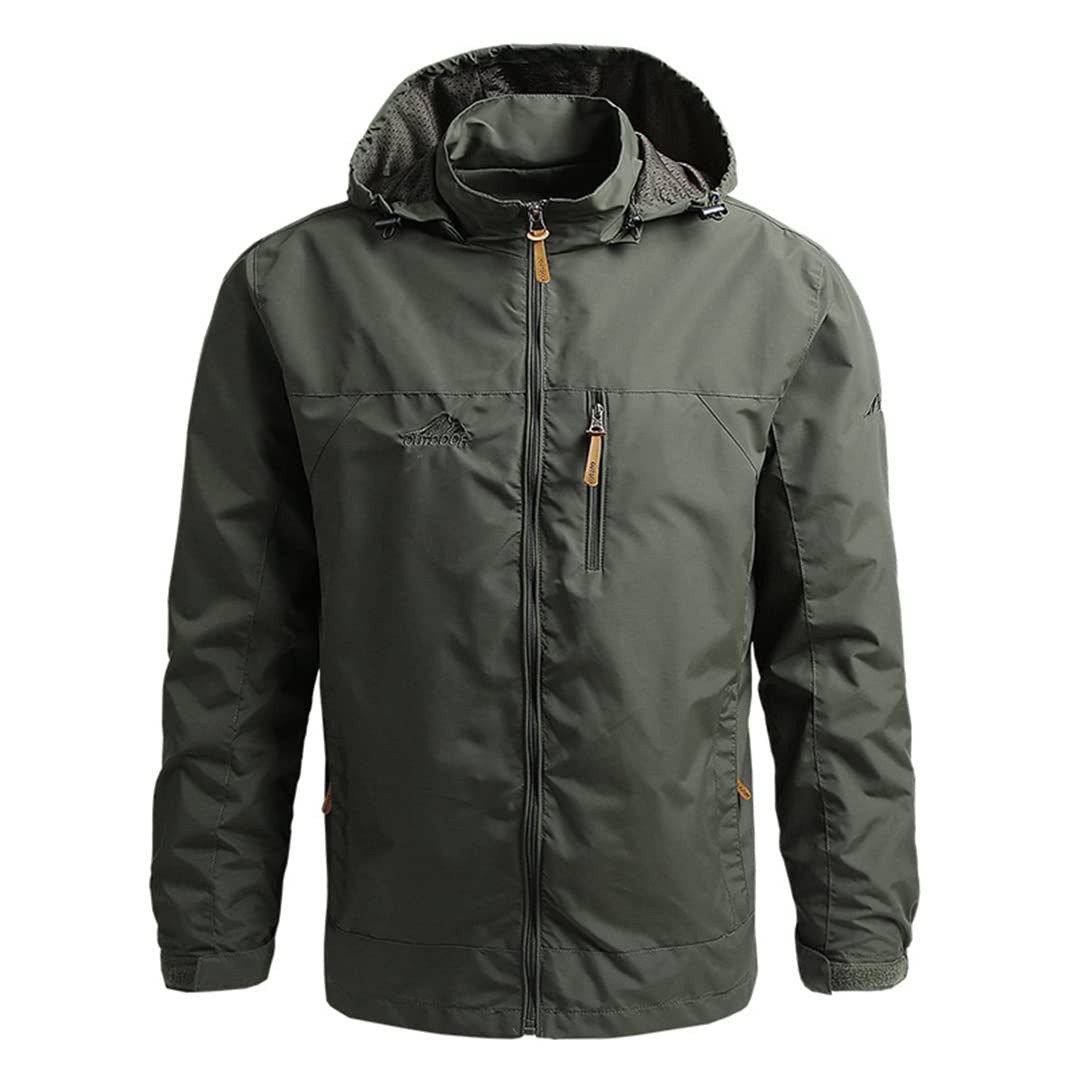 Waterproof Windbreaker Jacket for Men - Lightweight Hooded Outdoor Windproof Hiking Coat | Spring & Autumn Wear for Camping, Travel & Daily Use