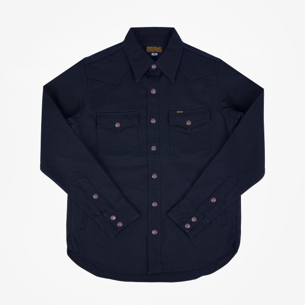 Iron Heart IHSH 362 16oz Non Selvedge Denim CPO Shirt - Superblack (Fades To Grey) | Heavyweight Workwear Shirt for Men | Perfect for Outdoor Work, Motorcycle Riding & Casual Wear