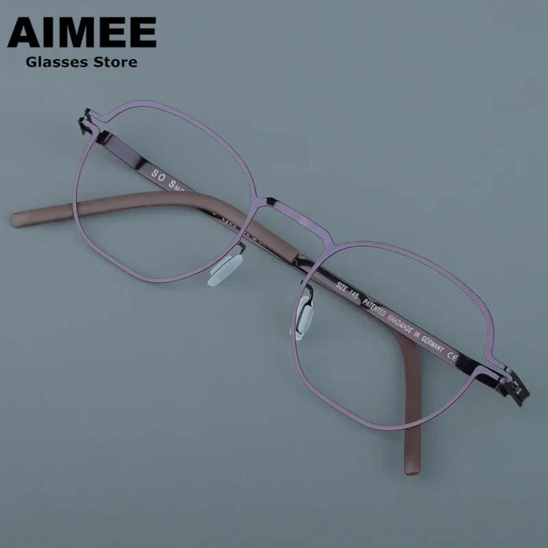 Aimee Unisex Full Rim Polygon Square Screwless Steel Eyeglasses Frame 14149 - Trendy Geometric Glasses for Men & Women - Perfect for Work, Reading, and Fashion Accessories