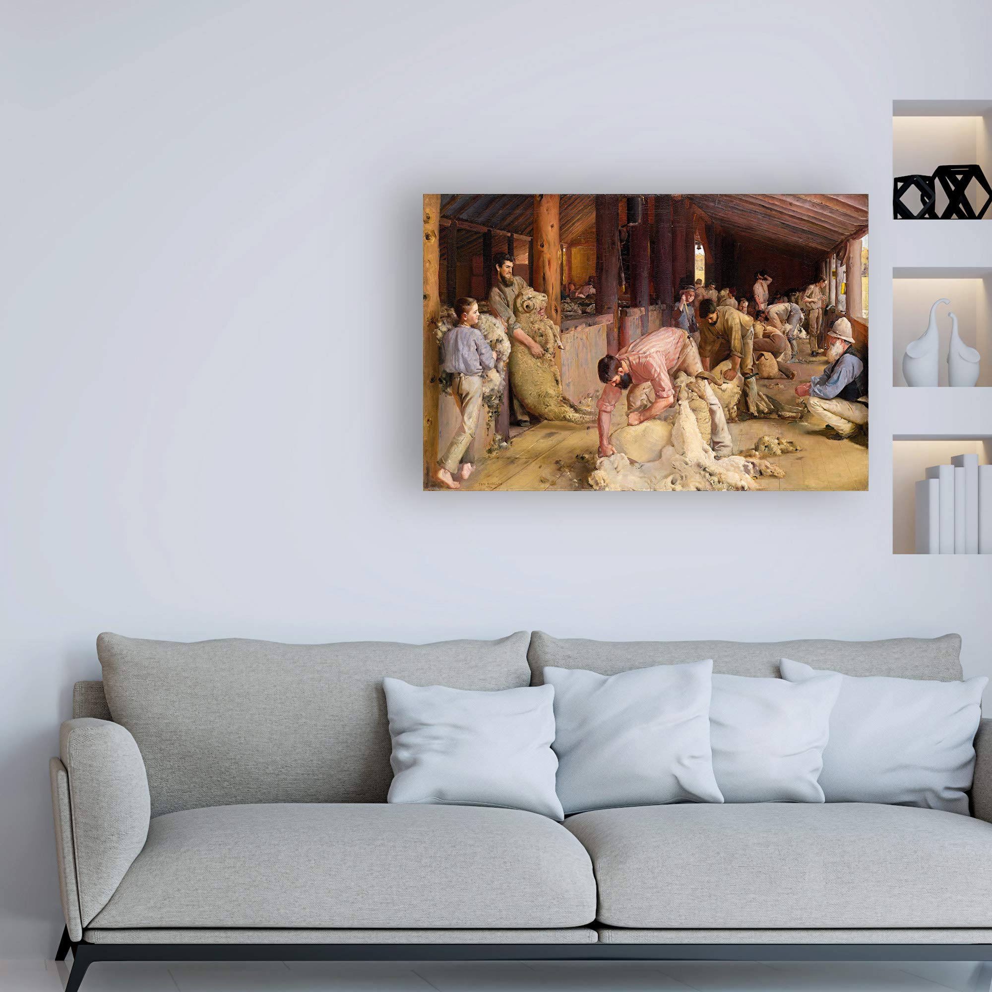 Tom Roberts 'Shearing The Rams' Fine Art Print - 30x47 Inch Canvas Wall Decor for Living Room, Office & Gallery | Trademark Fine Art Collection