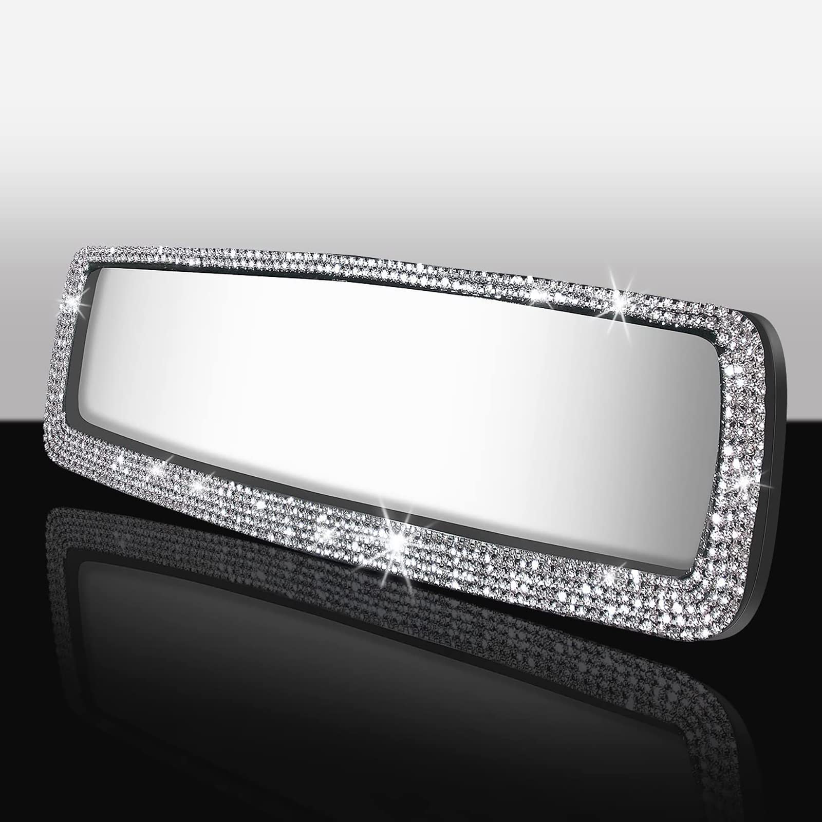 Sparkling Rear View Mirror Cover with 2 Diamond Car Seat Hooks - Universal Bling Mirror Accessories for Women & Girls | Perfect for Car Decor, Gift Giving, and Personalizing Your Vehicle