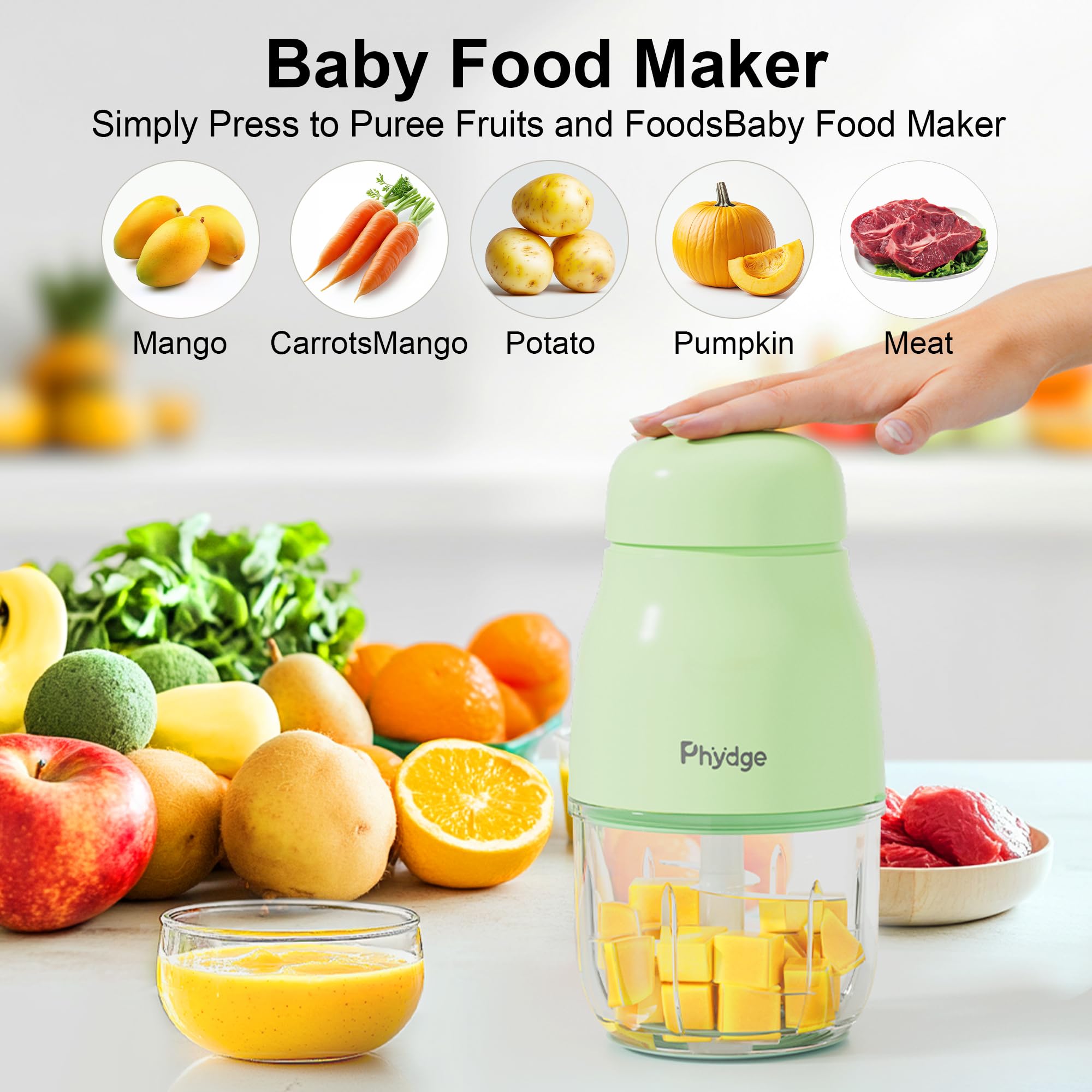 **Baby Food Maker - 10oz Green Blender & Puree Maker for Fruits, Vegetables & Meat - 10-Second Quick Food Processor for Soft Baby Meals - Perfect for Homemade Baby Food & Toddler Snacks**