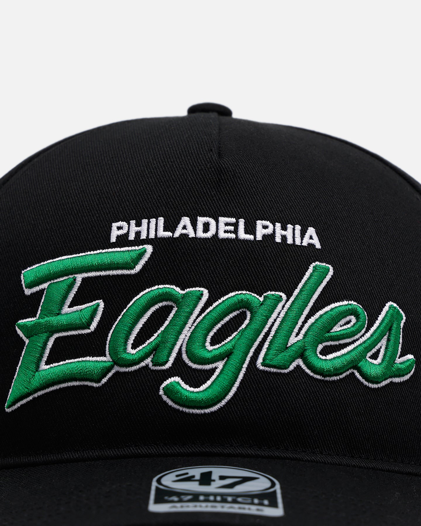 47 Brand Philadelphia Eagles 'Black Dome Script' 47 Hitch Snapback Black Hat - Adjustable Baseball Cap for Men & Women - Perfect for Game Day, Sports Events & Casual Wear