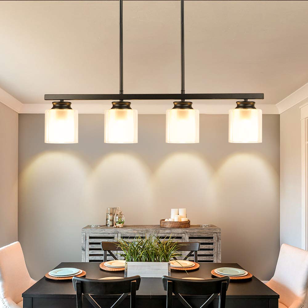 Modern 4-Light & 3-Light Pendant Lighting Fixtures for Kitchen Island, Dining Room, and Living Room Ceiling - Adjustable Height Industrial Style Chandelier