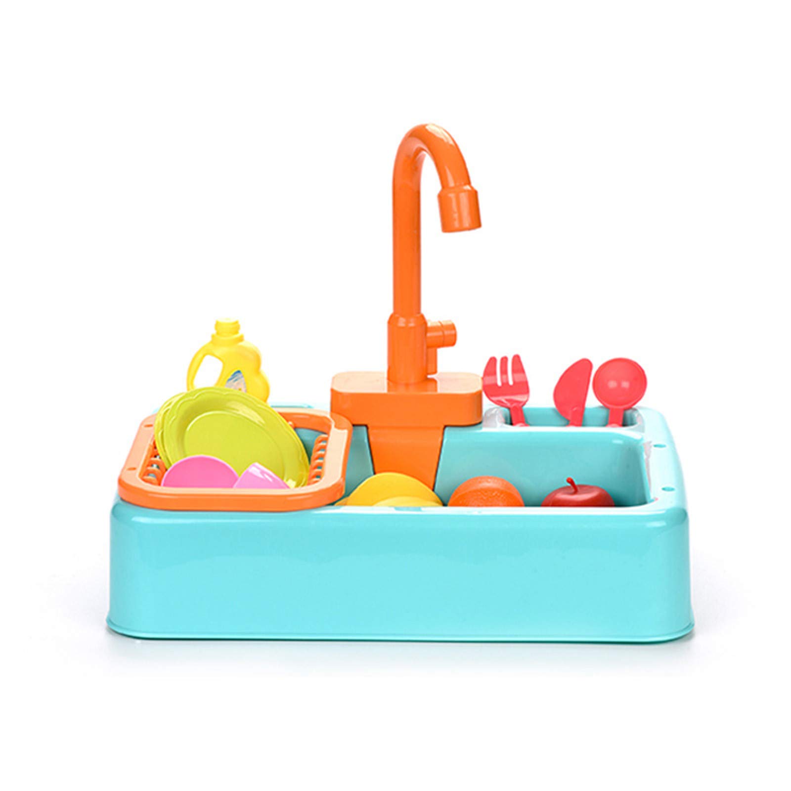 **Sdeycui 19Pcs Pretend Play Kitchen Sink Toys Set for Kids - Toddler Dishwasher with Running Water, Kitchen Playset with Accessories - Fun Preschool Learning Toy for Boys & Girls (Blue) - Perfect for Role Play, Bath Time & Early Childhood Development**