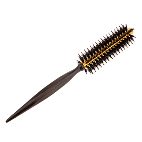 Professional Wooden Handle Round Hair Styling Comb for Curly Hair - Boar Bristle Detangling Brush for Salon & Home Use - Perfect for Styling, Detangling & Volume Boosting