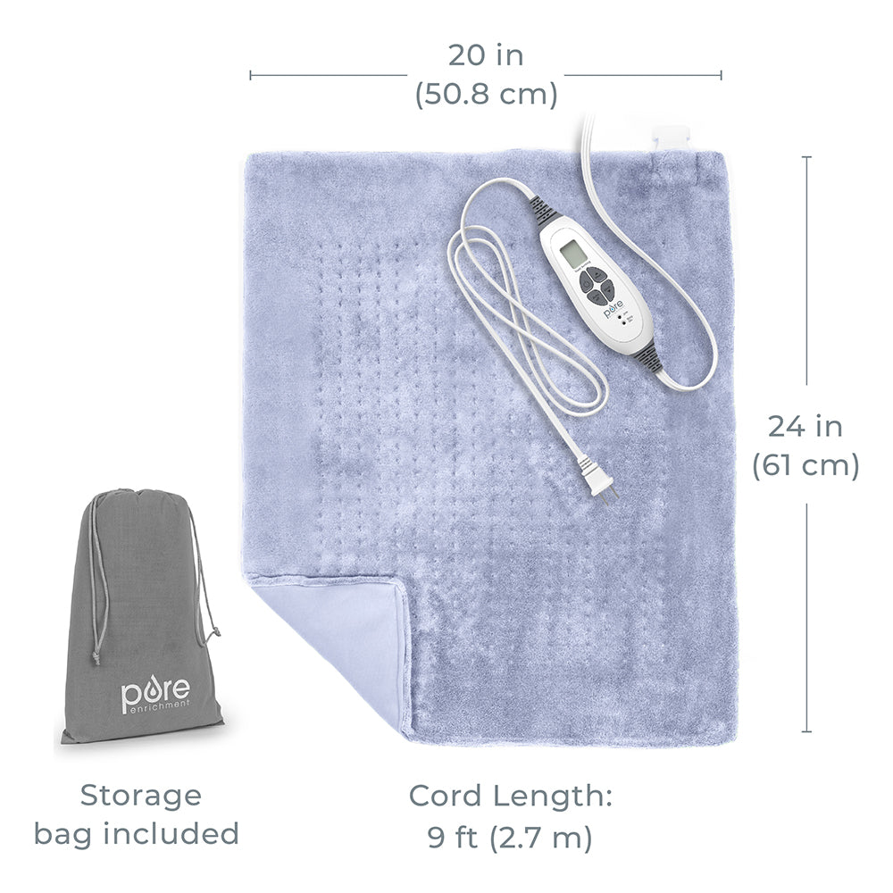 PureRelief XXL Ultra Wide Microplush Heating Pad for Back Pain Relief - Large Electric Heating Pad for Shoulders, Neck & Muscle Pain - Perfect for Home, Office & Physical Therapy Use