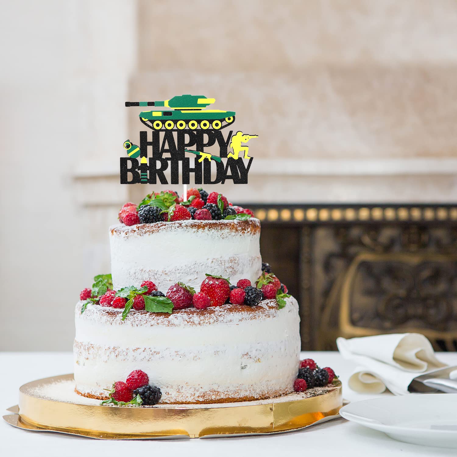 Army Military Camo Happy Birthday Cake Topper - Soldier Themed Party Decor for Boys, Men & Military Enthusiasts | Perfect for Army Birthday Parties, Camouflage Celebrations & Military-Themed Events