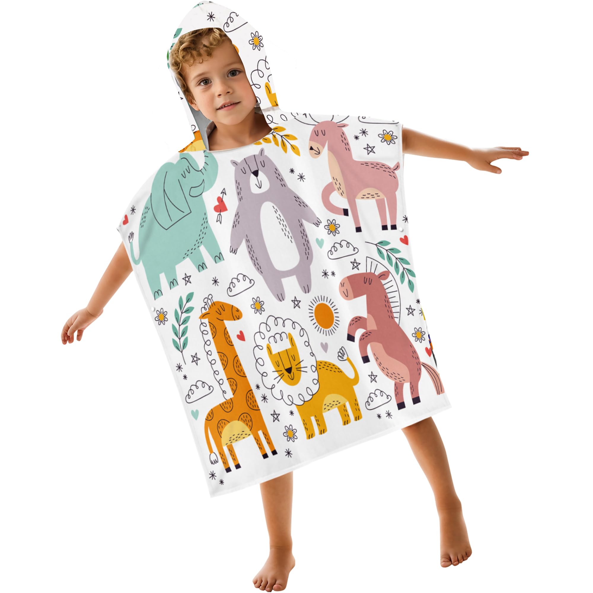**Kids Animal Hooded Towel Poncho for Boys & Girls - Soft & Absorbent Beach, Bath & Pool Swim Towel for Toddlers 3-8 Years Old - Perfect for Swimming, Beach Trips & After-Bath Warmth**