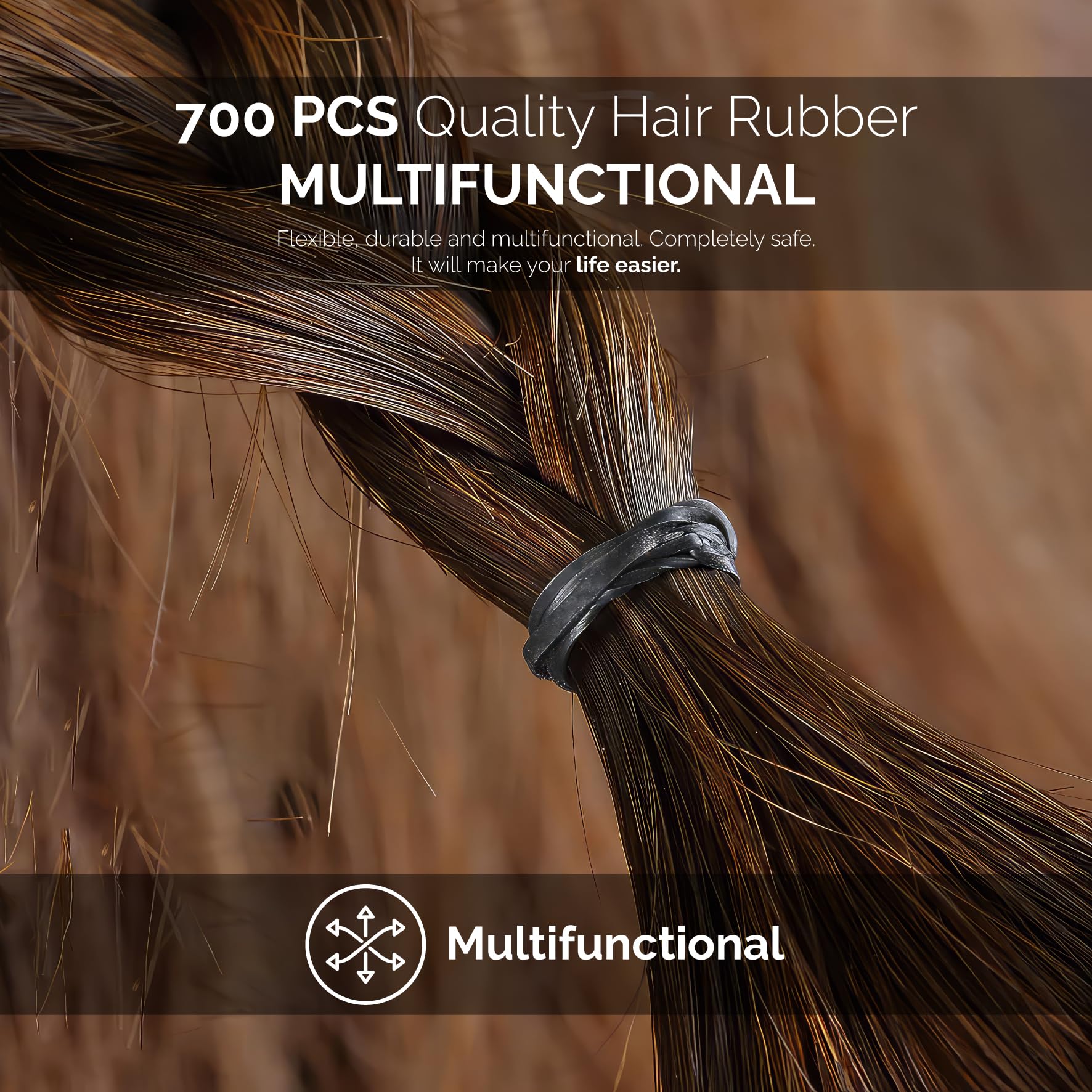 700 PCS Black Hair Ties No Metal, Gentle Elastic Hair Bands for Women & Girls - Bulk Hair Elastics for Ponytail, Braids, Workout, School & Daily Use