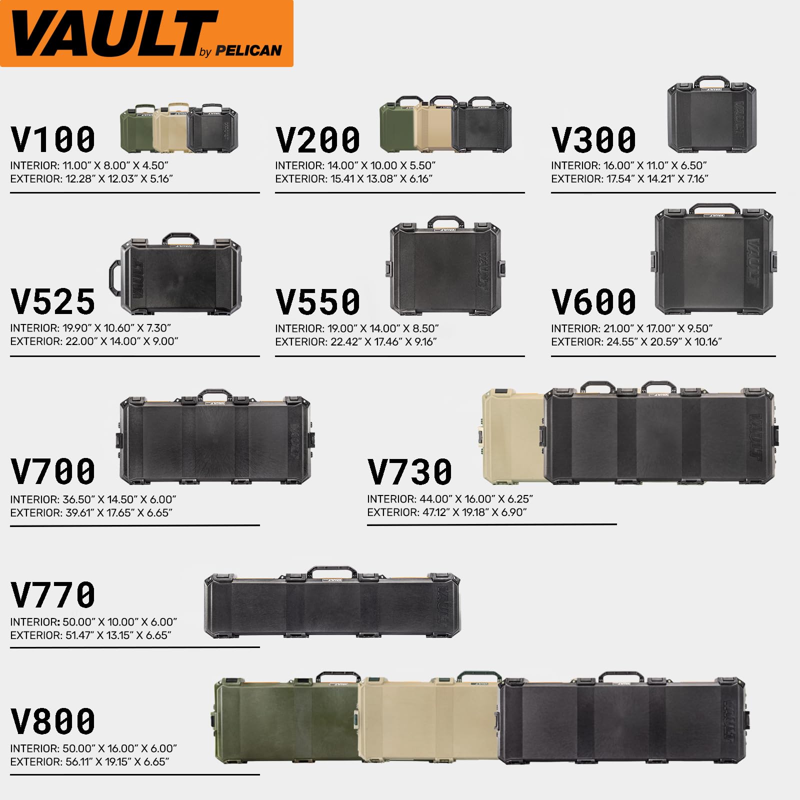 Pelican V730 Multi-Purpose Hard Case with Foam - Waterproof Protective Case for Camera Equipment, Electronics, Sports Gear & Travel Accessories - Perfect for Outdoor Adventures, Air Travel & Equipment Storage (Tan)