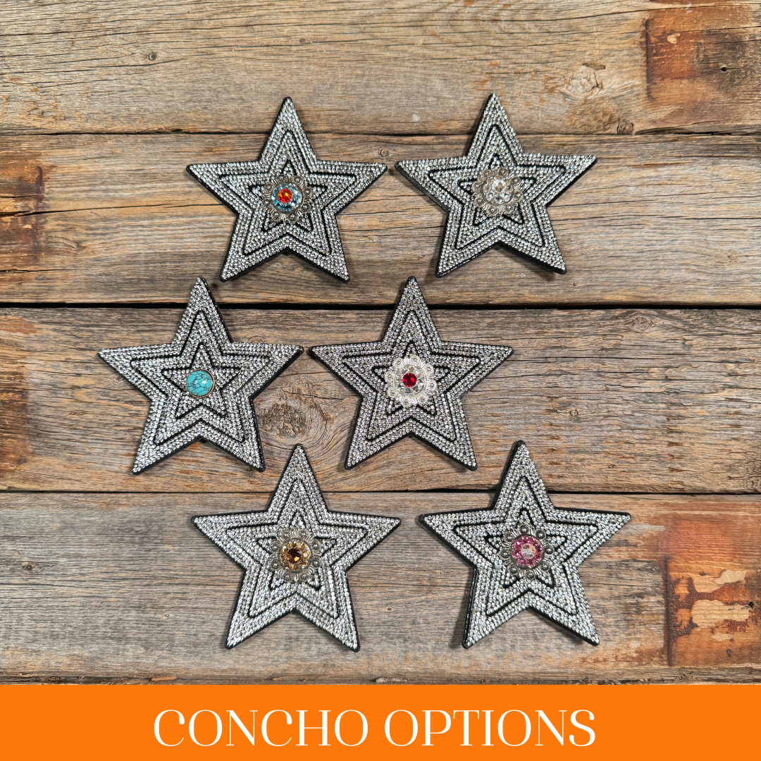 Black Big Star Rhinestone Rosette Conchos - Assorted Sizes for DIY Crafts, Clothing Embellishments, and Accessories Decoration