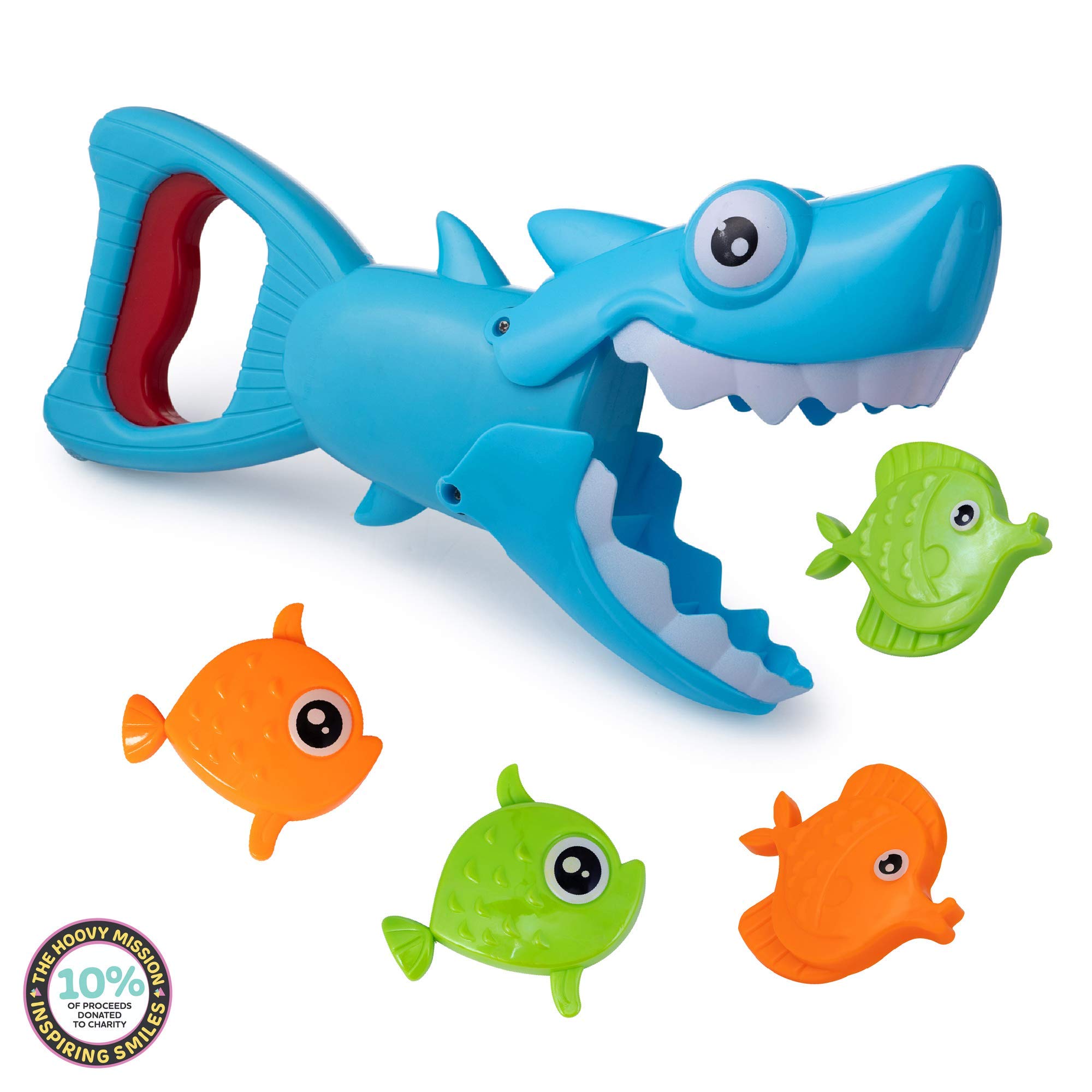 Hoovy Baby Bath Toys Set - Fun Shark Grabber with 4 Toy Fish for Toddlers & Kids - Safe Bathtub Toys for Boys & Girls - Perfect for Bath Time Play & Learning