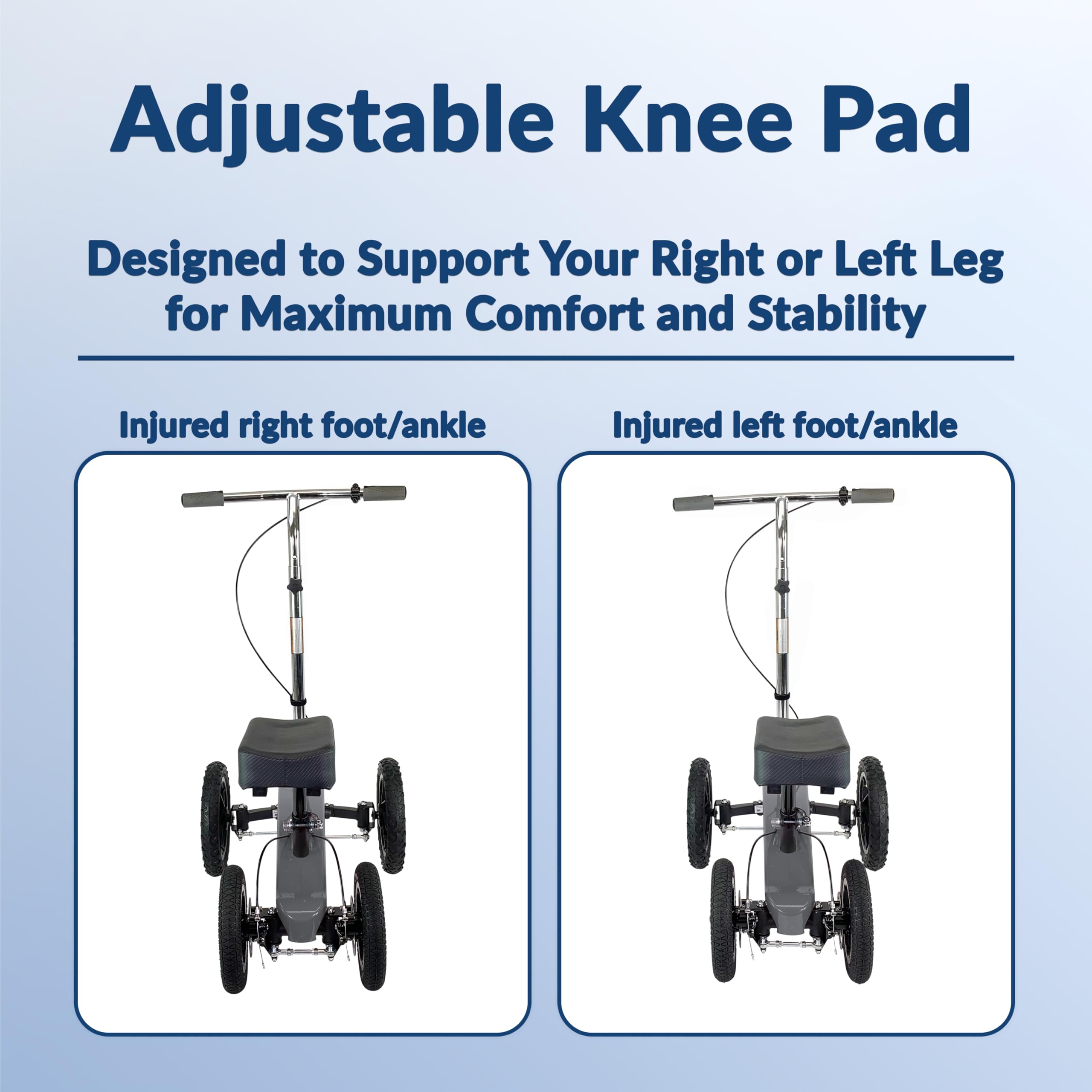 KneeRover All-Terrain Fusion Patented 4-Wheel Steering Knee Scooter for Adults - Heavy Duty Knee Walker for Foot Surgery, Broken Ankle & Foot Injuries - Mobility Aid for Post-Surgery Recovery & Daily Use