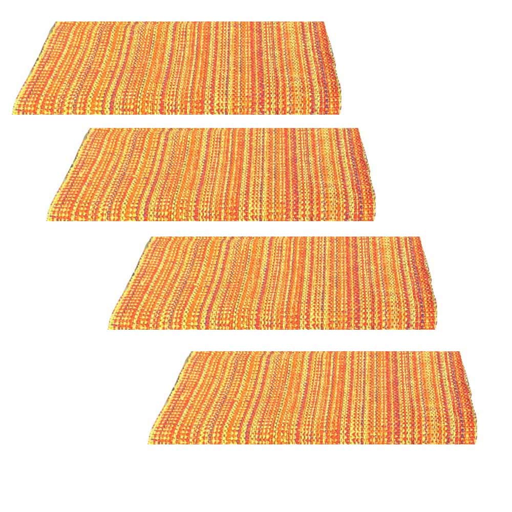 Vibrant Fiesta Orange Woven Placemats Set of 4 - Durable & Stylish Table Mats for Dining Room, Kitchen Decor, Party Table Setting, and Mexican-Themed Dinner Parties