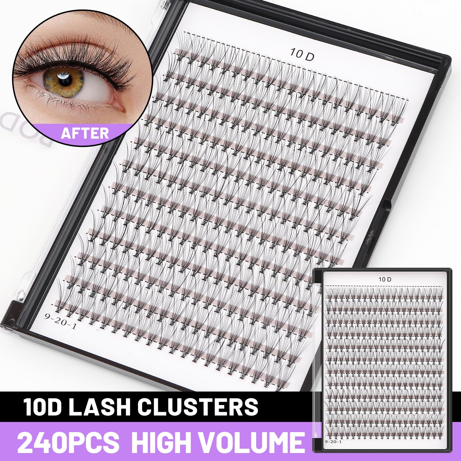 Premium DIY Eyelash Extension Kit - 240pcs Black/Colored Faux Mink Lash Clusters (D Curl, 8-22mm, 10D-9mm) for Natural & Dramatic Looks | 20D/40D Mixed Tray for Salon-Quality Extensions at Home | Perfect for Weddings, Parties & Daily Wear