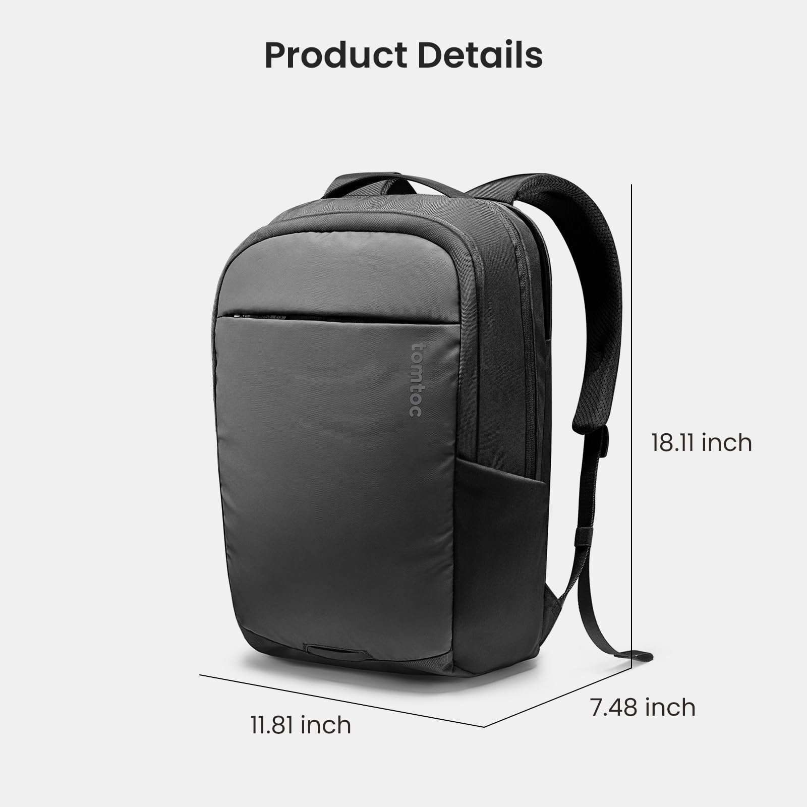 tomtoc 15.6 Inch Professional Business Laptop Backpack - Premium Cordura Waterproof Travel Computer Bag with 26L Large Capacity - Perfect for Work Commute, Business Trips & College Campus Use