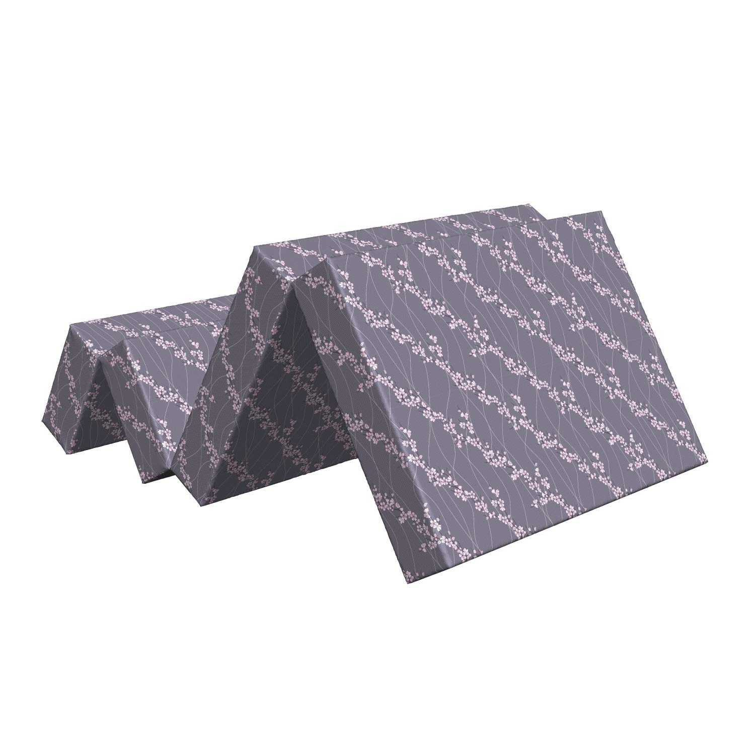 Ambesonne Floral Foldable Mattress - Japanese Sakura Design, 74.8
