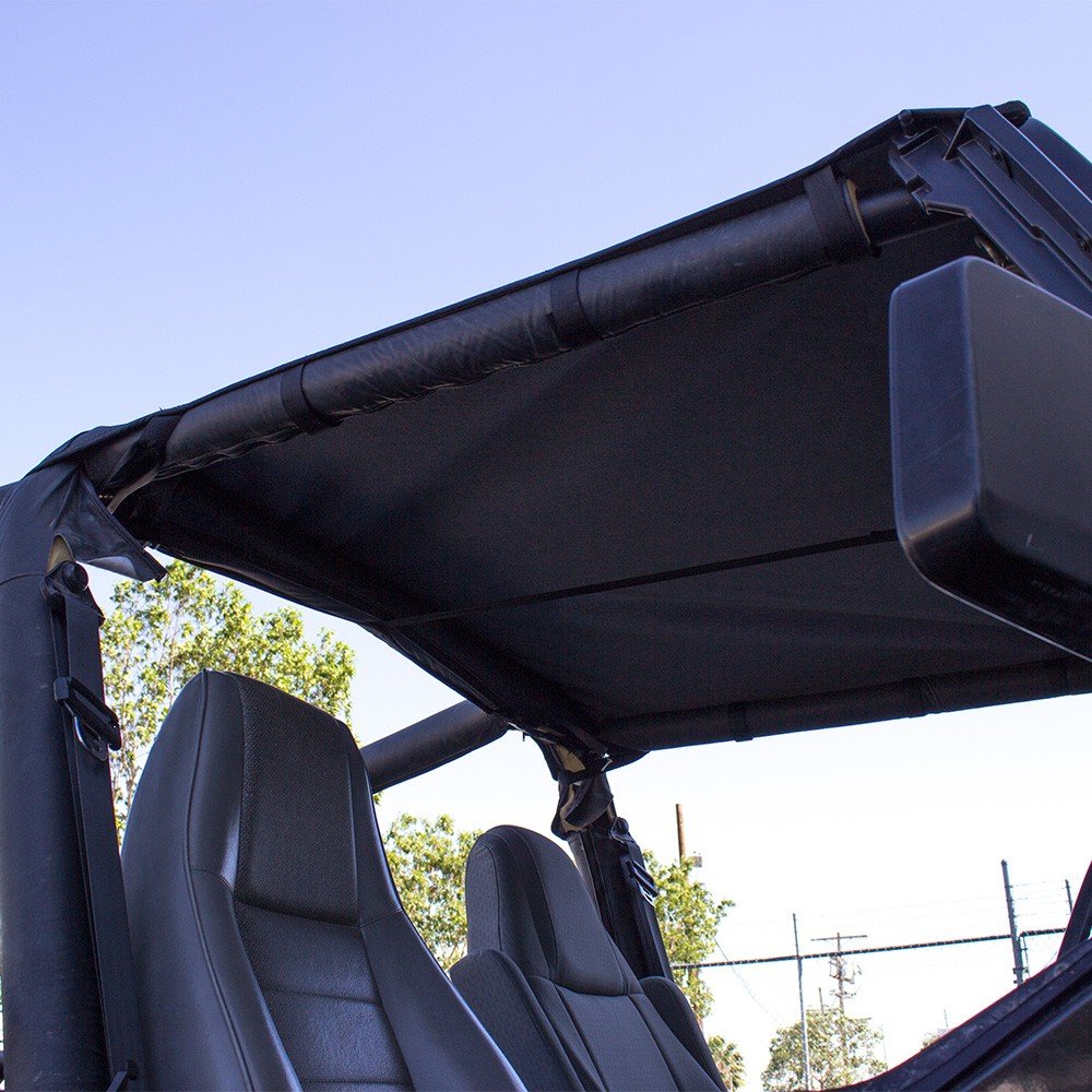 Sierra Offroad Sun Top for Jeep Wrangler YJ 1992-1995 - Denim Vinyl Black Jeep Soft Top - Convertible Top Replacement for Summer & Off-Road Adventures