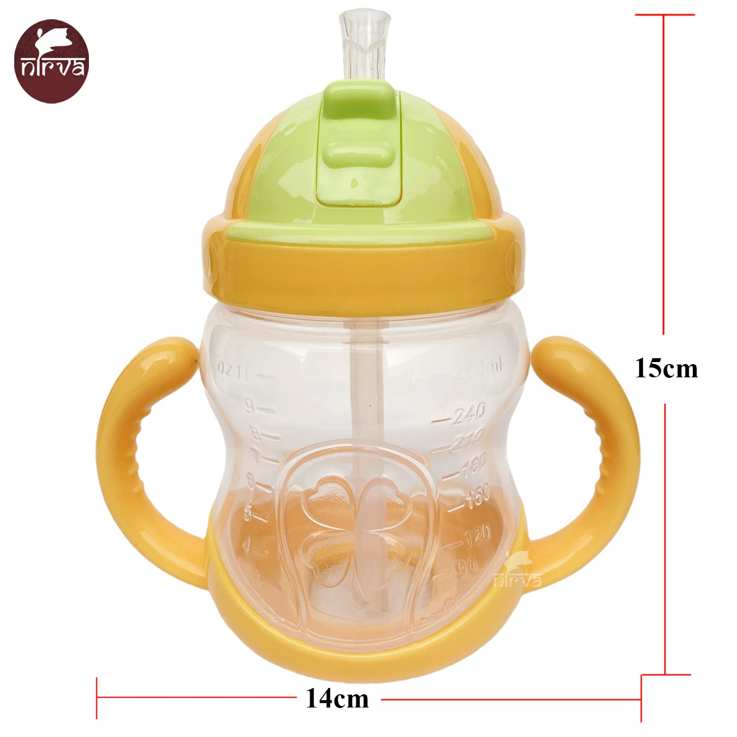 NIRVA Classic Baby Sippy Cup with Easy-Grip Handle - Leak-Proof Spout Water Bottle for Toddlers & Infants (Yellow) | Perfect for Daycare, Travel & On-the-Go Hydration