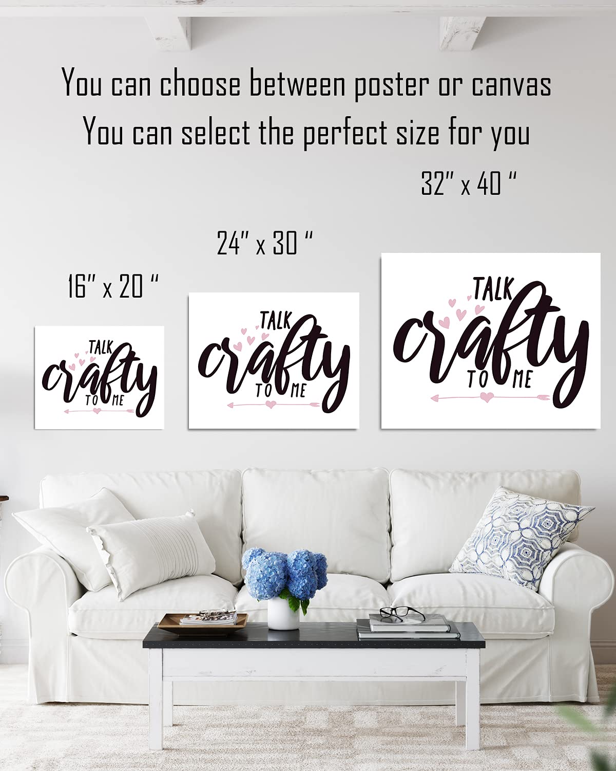 Govivo Talk Crafty To Me - Cute Craft Room Wall Art Decor Print, White Background Canvas Art, Unframed Poster for Home & Office - Perfect for DIY Craft Rooms, Scrapbooking Spaces & Creative Studios