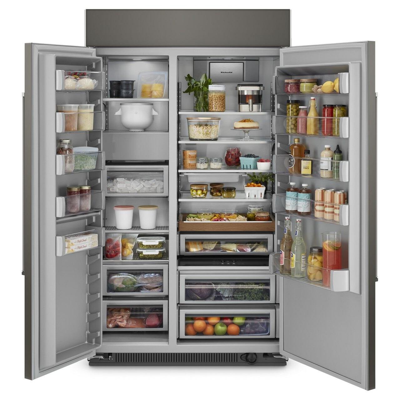 48 Inch Built-In Side by Side Refrigerator with Ice Maker - 30 cu. ft. Stainless Steel KitchenAid KBSN708MPA - Perfect for Modern Kitchens and Entertaining