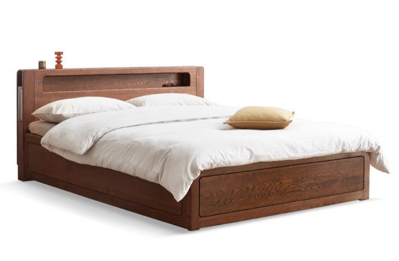 Premium Oak Solid Wood Luminous Box Bed - Durable Nightstand with Glow-in-the-Dark Features for Bedroom, Guest Room, and Kids Room Decor