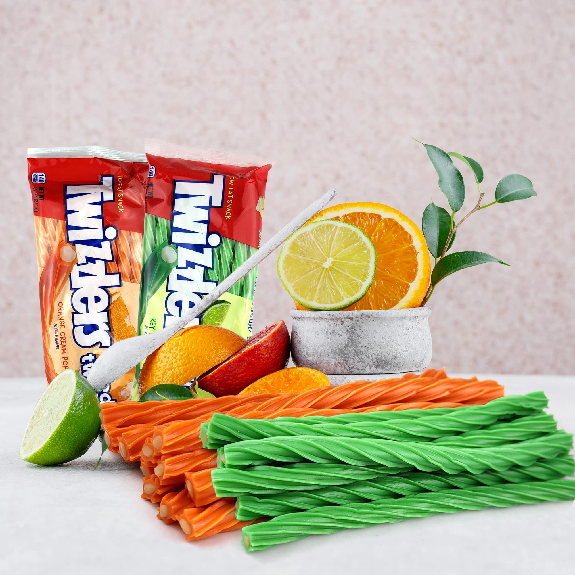Twizzlers Cream Filled Licorice Candy Twists - 2 Pack (Orange Pop Creamsicle & Key Lime Pie) | Soft & Chewy Sweet Candy for Kids & Adults | Perfect for Parties, Movie Nights & Snack Time