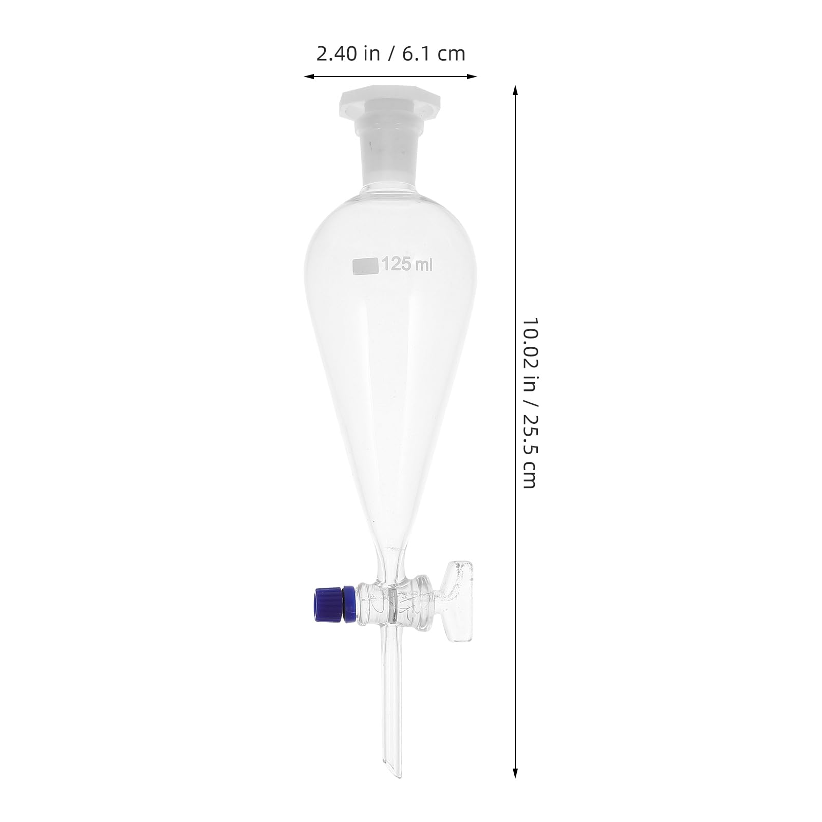 Premium 125ml Borosilicate Glass Separatory Funnel with PTFE Stopcock - Heavy Wall Laboratory Pear-Shaped Funnel for Liquid Extraction, Chemical Separation & Essential Oil Distillation - Perfect for Chemistry Labs, Research Facilities & Home Science Experiments
