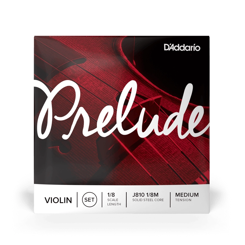 D'Addario Prelude 1/8 Scale Violin Strings - Medium Tension Set for Student & Beginner Violins | Perfect for Practice, Lessons & Performances