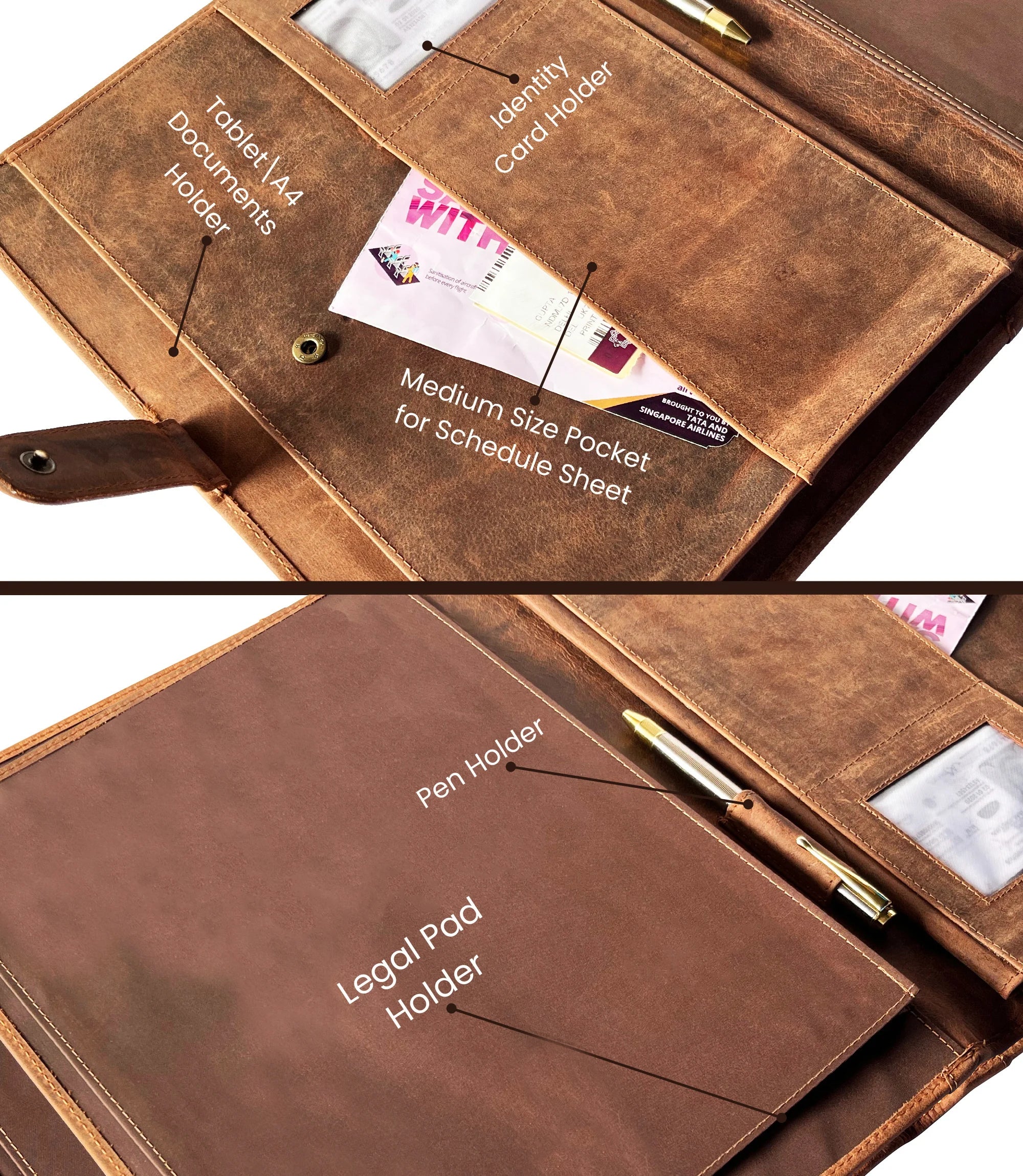 Premium Handmade Leather Business Portfolio - Hunter Style for Professionals | Perfect for Meetings, Presentations & Executive Gifts
