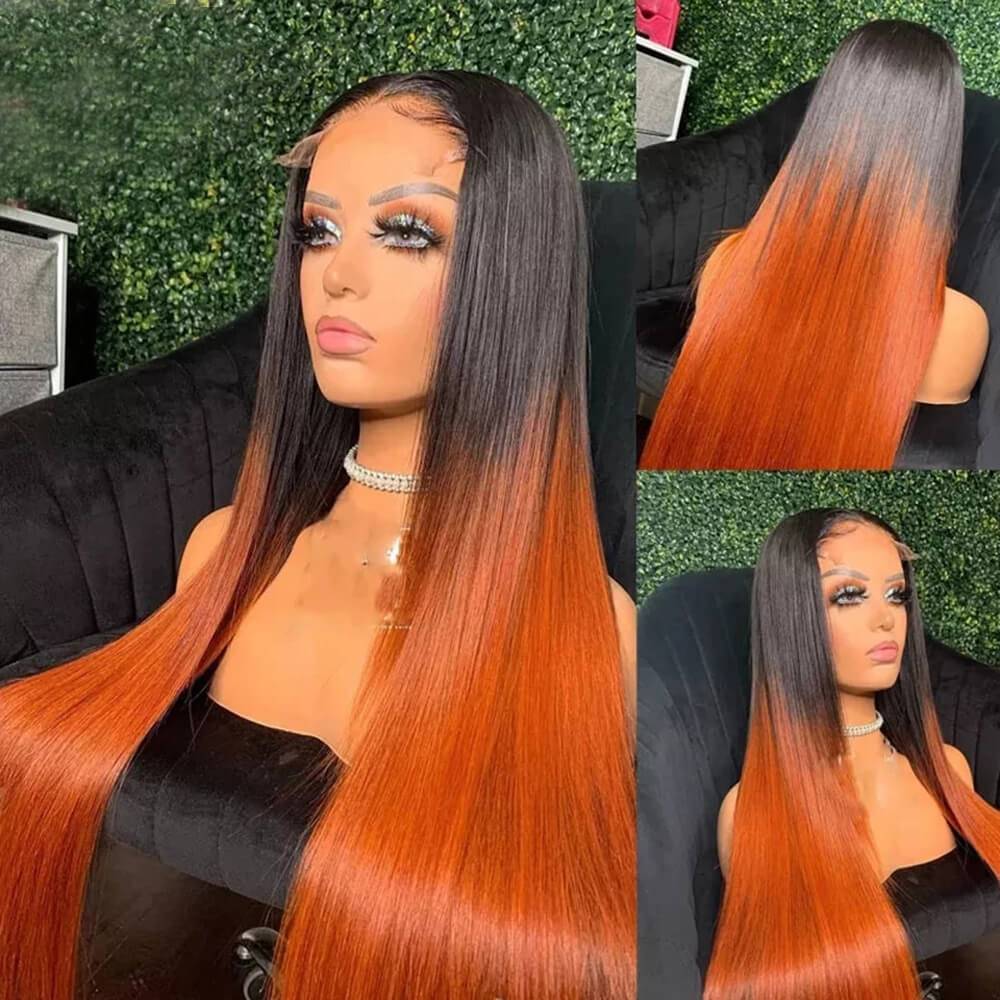 Ombre Black Orange Straight
