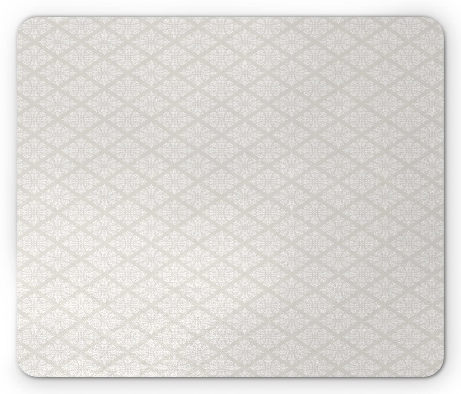 Ambesonne Damask Mouse Pad - Modern Monochrome Print, Non-Slip Rubber Base, Standard Size (9