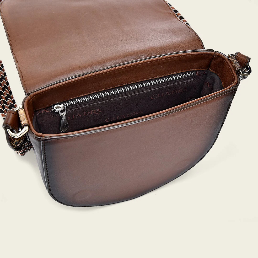BOD97PH Women's Fashion Python Handbag in Cuadra Brown - Stylish Crossbody Purse for Work, Party & Evening Events