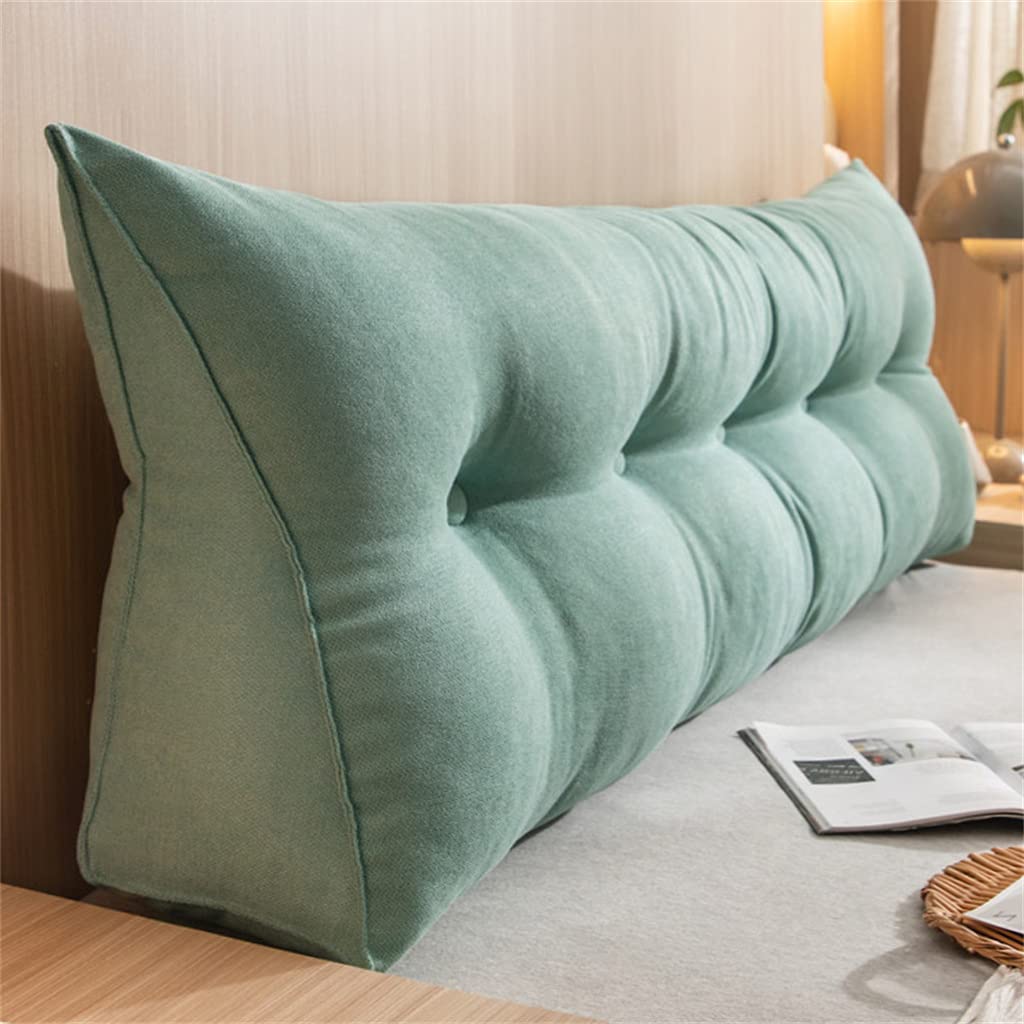 **Large Triangular Reading Bed Rest Pillow - 47inch/120cm Wedge Cushion with Neck & Lumbar Support for Dorm, Daybed, or Full Size Bed - Light Green - Perfect for Reading, Relaxing, or Watching TV in Bed**
