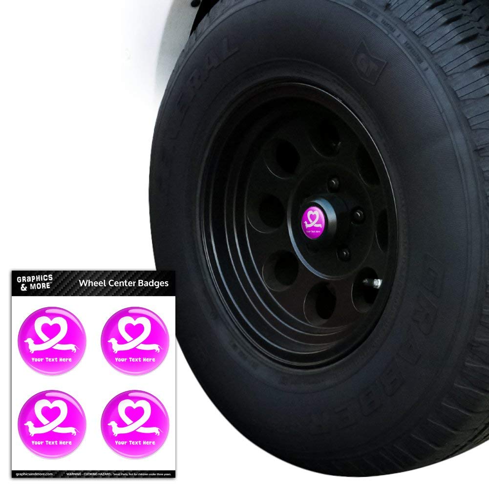 Personalized Custom Dachshund Wiener Dog Love Heart Tire Wheel Center Cap - Resin-Topped Badge Sticker for Cars & Motorcycles | Unique Graphics & More