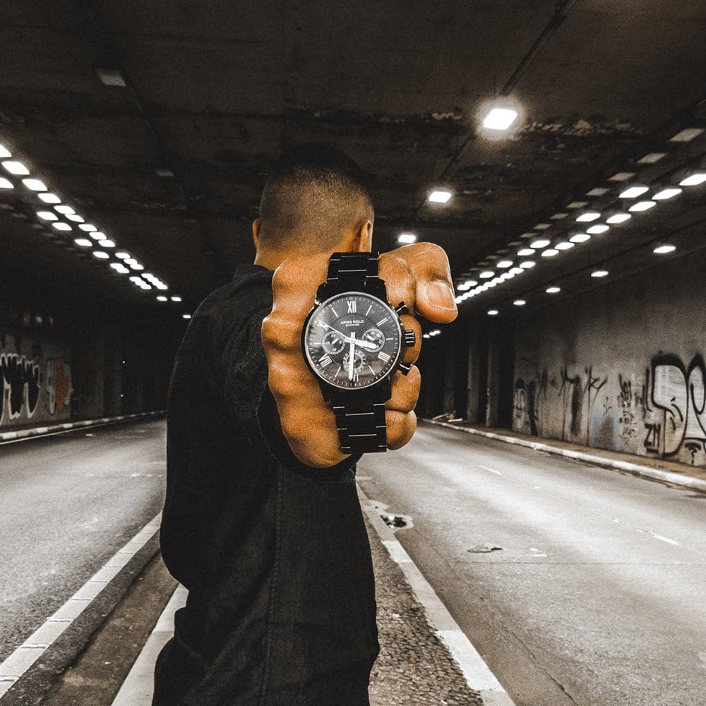 ARIES GOLD URBAN ETERNAL G 103 & B 103 Black Couple Watches - Luxury Matching Timepieces for Anniversary Gifts & Romantic Date Nights