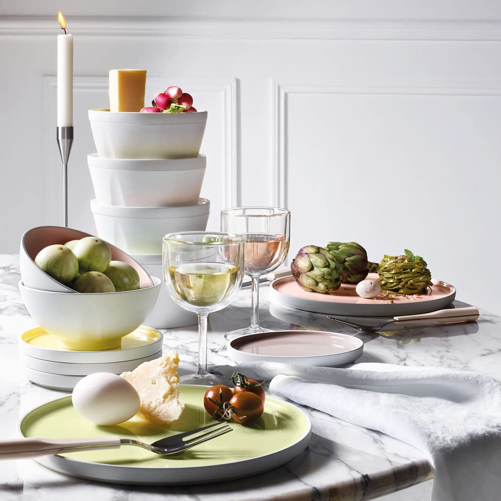 L'Econome French Dinner Plate and Bowl Set - Luxury Porcelain Dishware, Stackable Ceramic Bowl & Plate Set, Made in France, Microwave & Dishwasher Safe, 24cm - White | Elegant Dining for Restaurants, Weddings & Home Entertaining