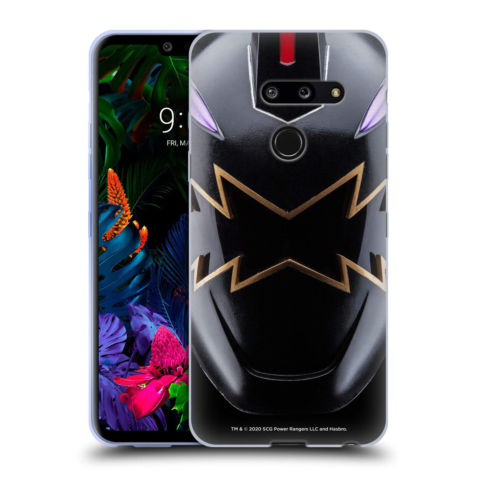 Head Case Designs Officially Licensed Power Rangers Black Dino Thunder Helmet Soft Gel Case for LG G8 ThinQ - Protective Phone Cover for Fans & Collectors