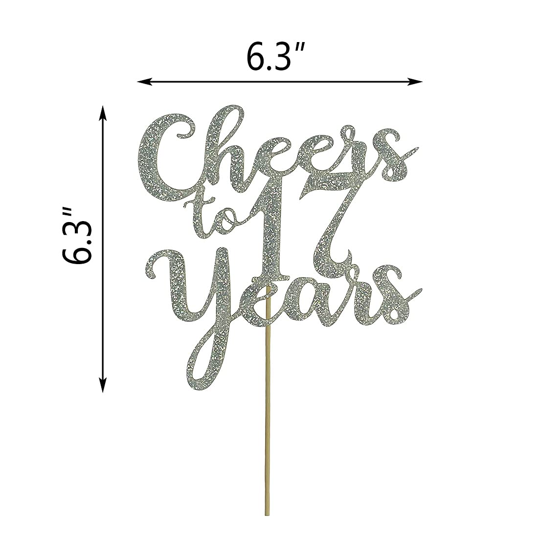 17th Birthday Cake Topper - Silver Glitter 'Cheers to 17 Years' Decor for Anniversary & Sweet 16 Parties | Perfect for Milestone Celebrations, Graduations & Special Occasions