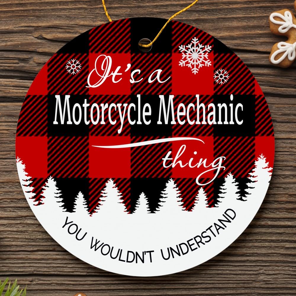 2024 Motorcycle Mechanic Christmas Tree Ornament - 3