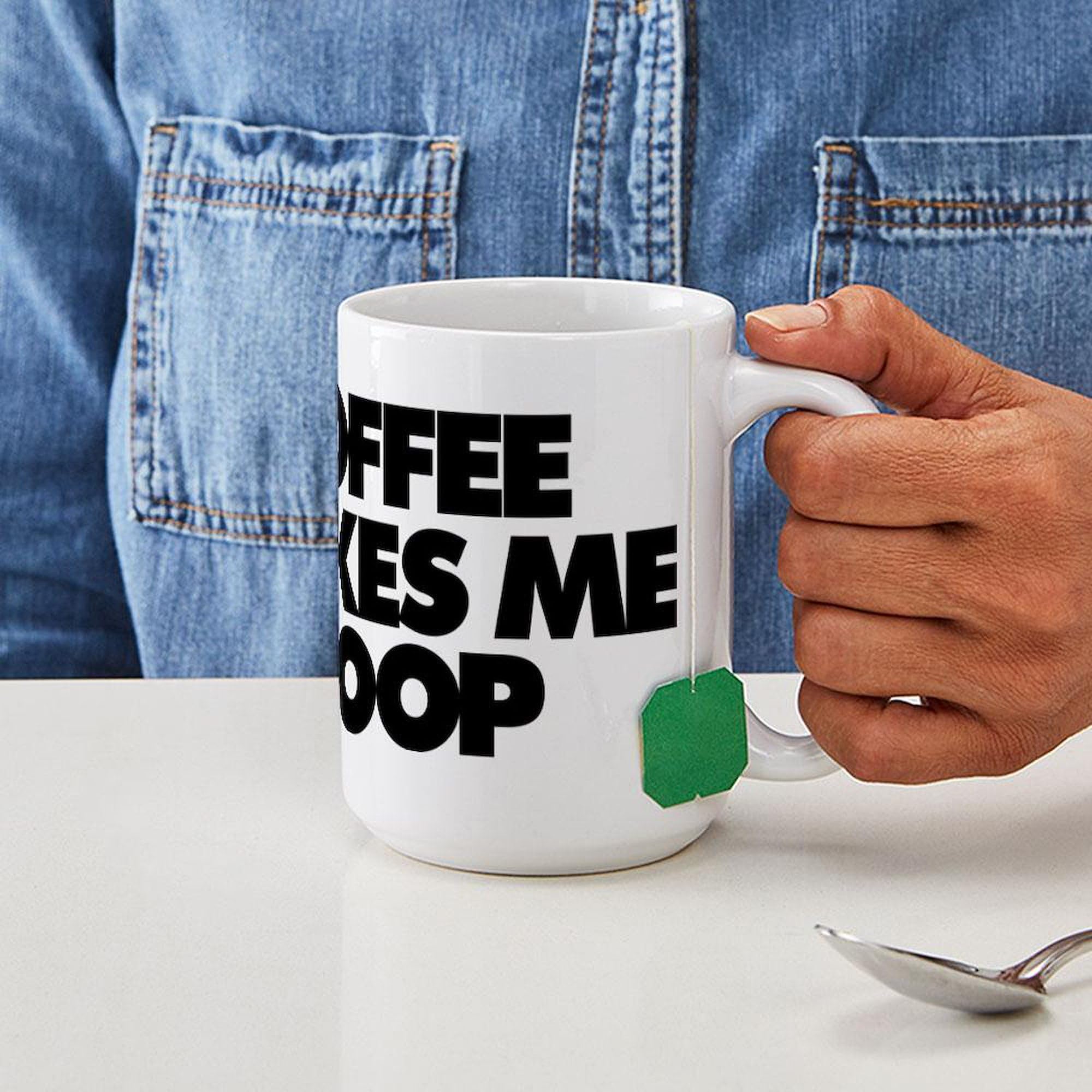 Funny Coffee Mug - 15 oz (444 ml) Ceramic Coffee Cup with 'Coffee Makes Me Poop' Humor - Perfect for Office, Home & Gag Gifts