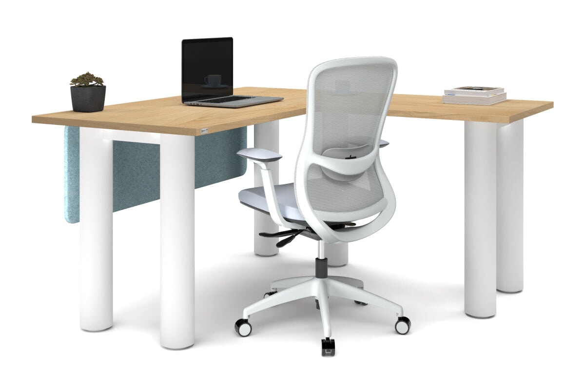 L-Shaped Corner Office Desk with Quadro Cylinder Legs - 1400L x 1450W Dimensions - Perfect for Home Office, Gaming Setup & Workspace Organization