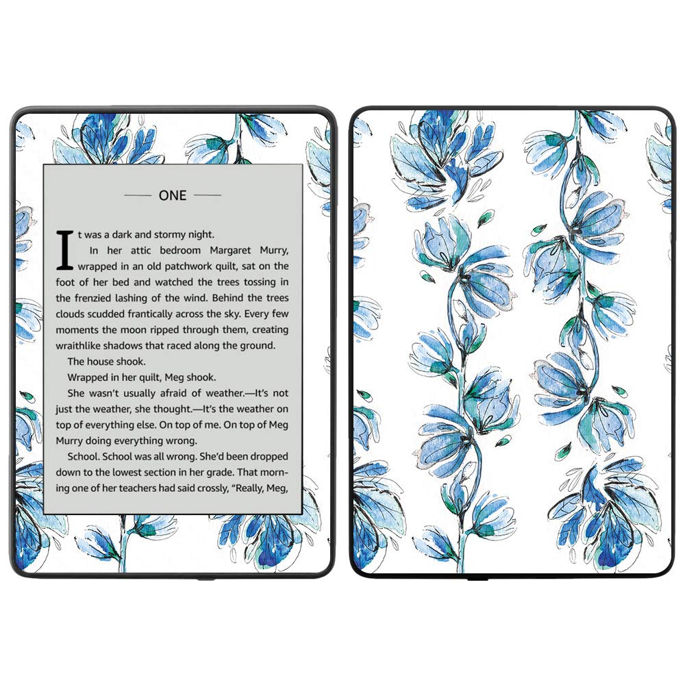 MightySkins Carbon Fiber Skin Cover for Amazon Kindle Paperwhite 2018 (10th Gen) - Blue Petals Design | Waterproof Protective Case with Durable Textured Finish | Easy to Apply & Remove | Made in USA | Perfect for Reading, Travel & Daily Use
