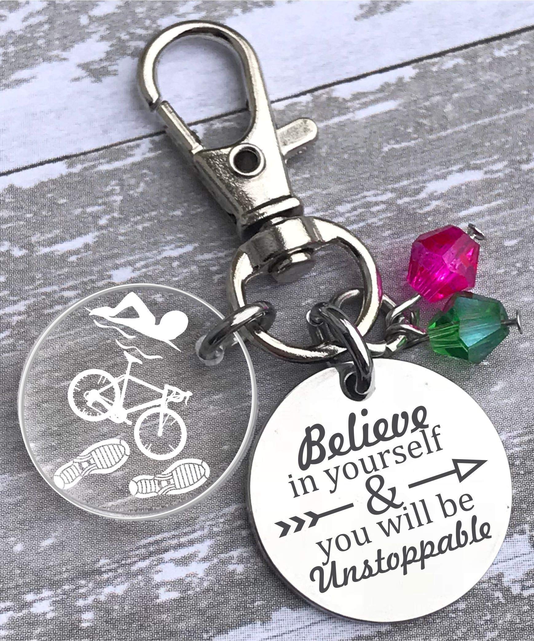 Triathlon Gifts for Athletes - Durable Triathlon Zipper Pull & Keychain Set - Perfect for Swim, Bike, Run Enthusiasts - Ideal for Race Day, Training & Triathlete Appreciation