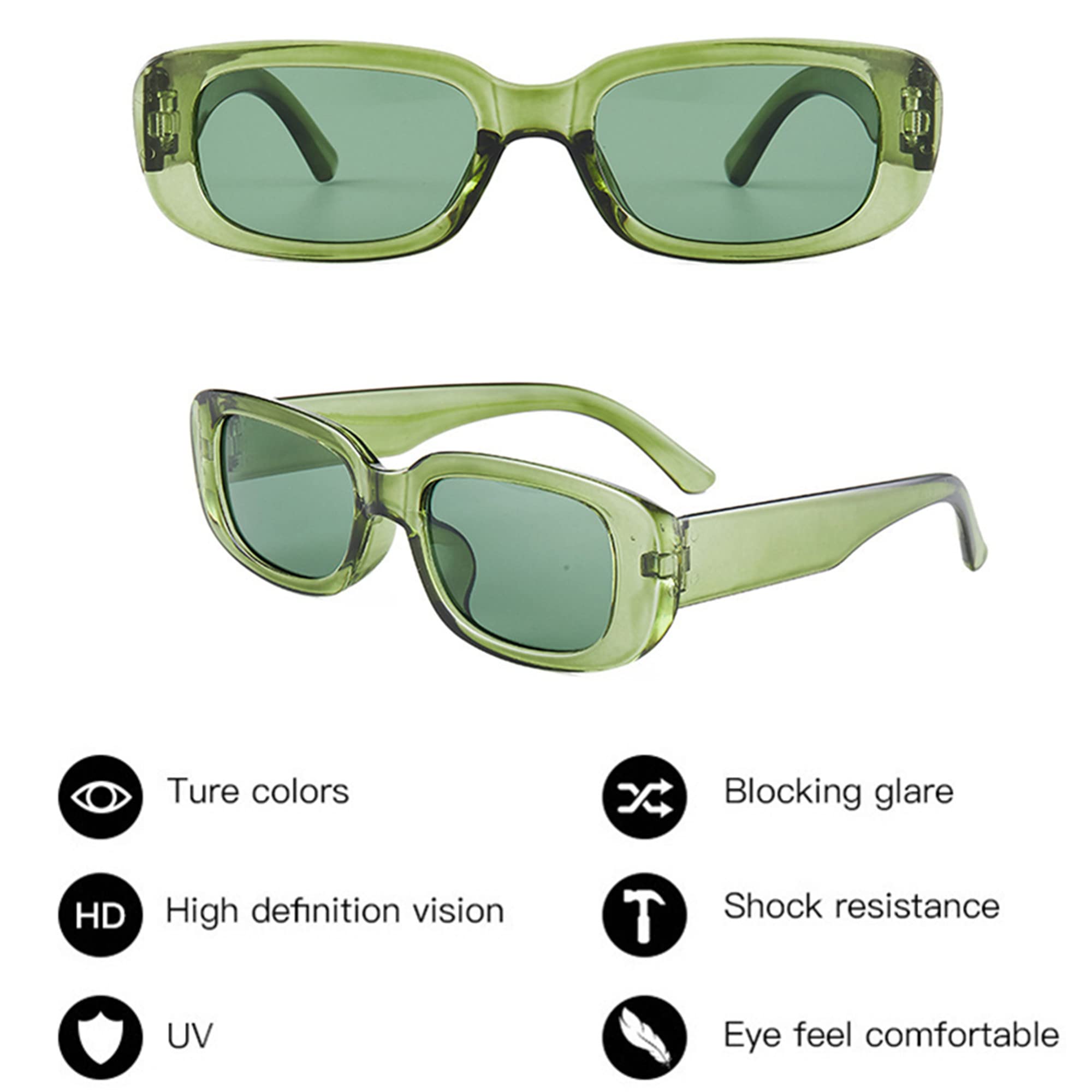 Bulk Rectangle Sunglasses for Women - 90s Retro Party Favors (6/8/10 Pack) | UV Protection Fashion Shades for Beach, Pool & Outdoor Events