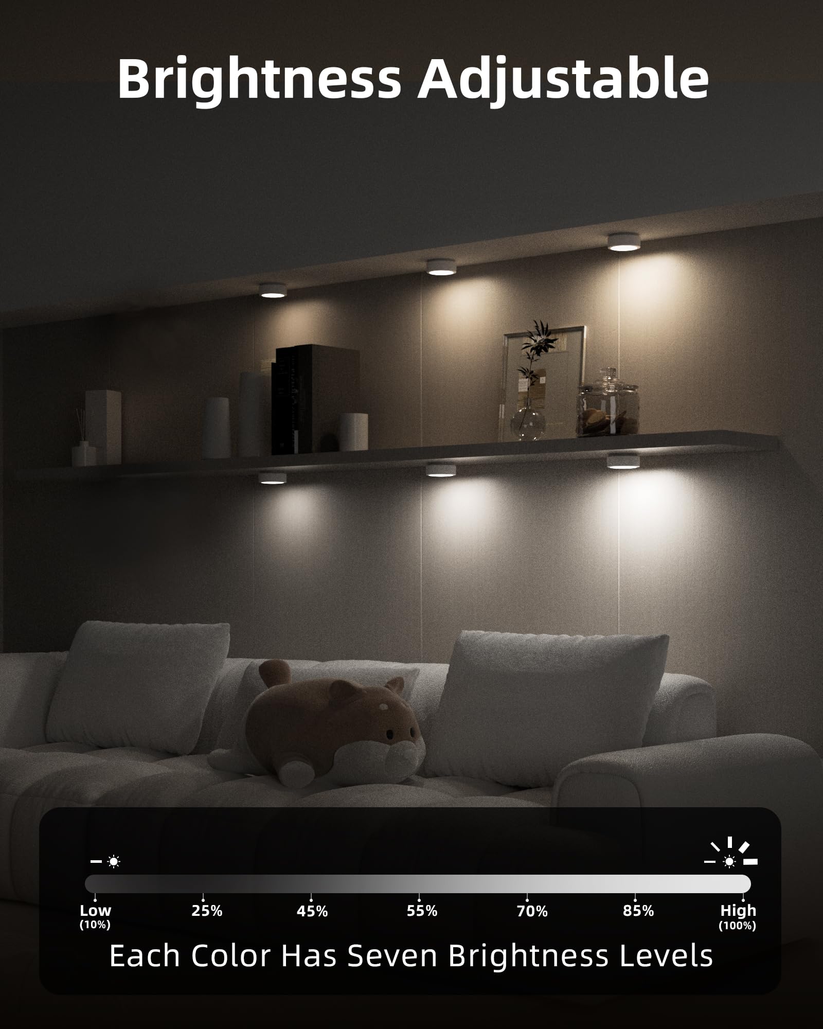 EZVALO Rechargeable Puck Lights with Remote - 1200mAh RGB LED Wireless Closet Lighting, Under Cabinet Lights, Stick-On Lights for Kitchen, Closet, Pantry, Shelves (6 Pack) - Perfect for Home, Office, and Commercial Spaces