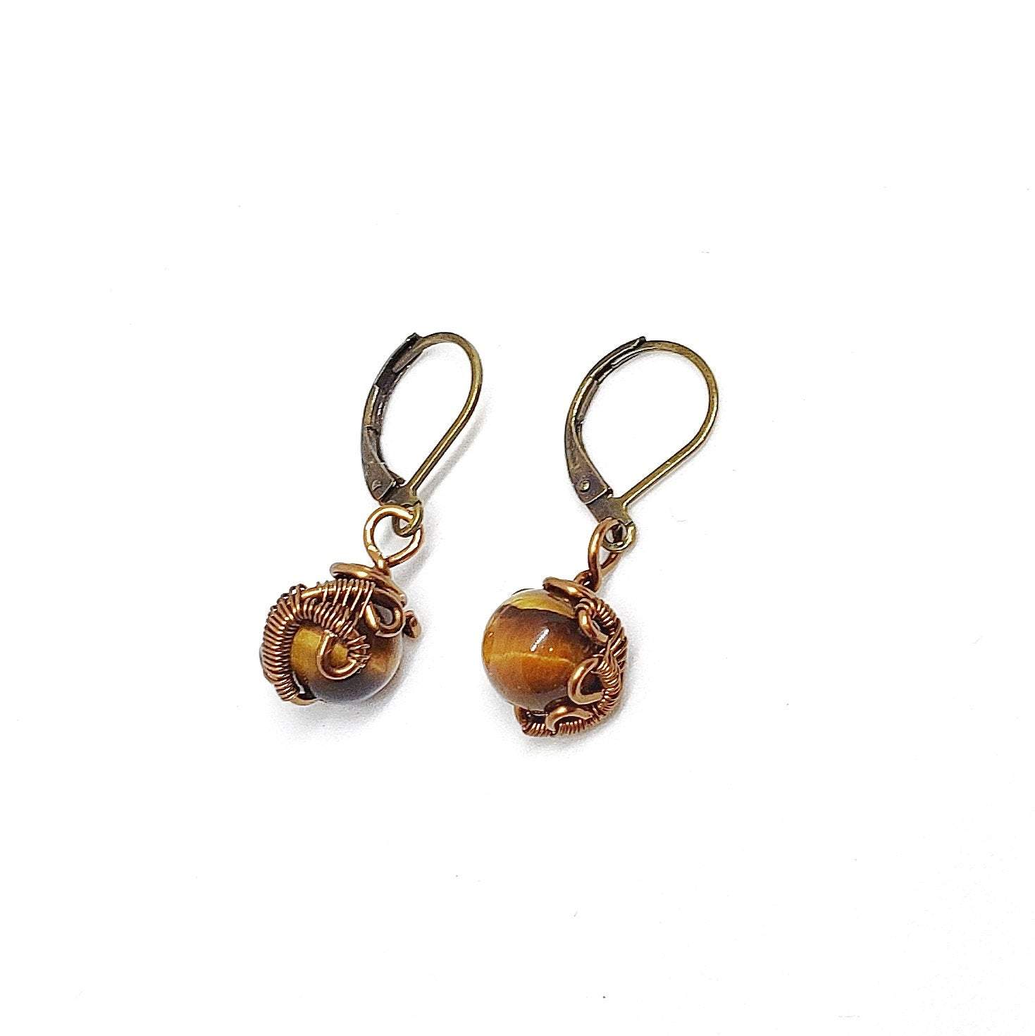 Original Tiger's Eye Lever Back Earrings – Natural Stone Jewelry for Women, Gift for Her, Perfect for Parties & Special Occasions