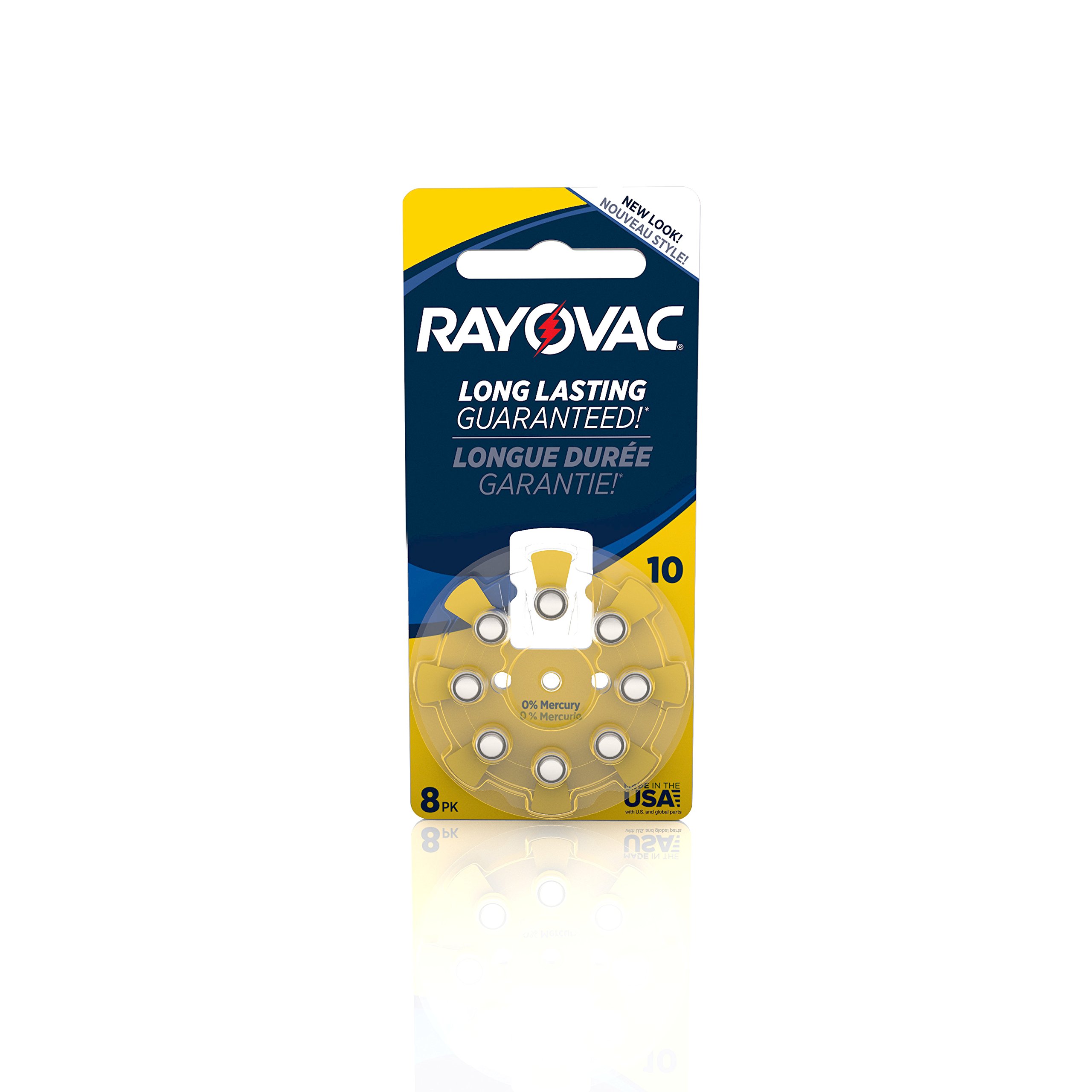 Rayovac Size 10 Hearing Aid Batteries - 8 Pack Mercury Free Zinc Air (L10ZA-8ZM) | Long-Lasting Power for Hearing Aids | Perfect for Daily Use, Travel & Outdoor Activities